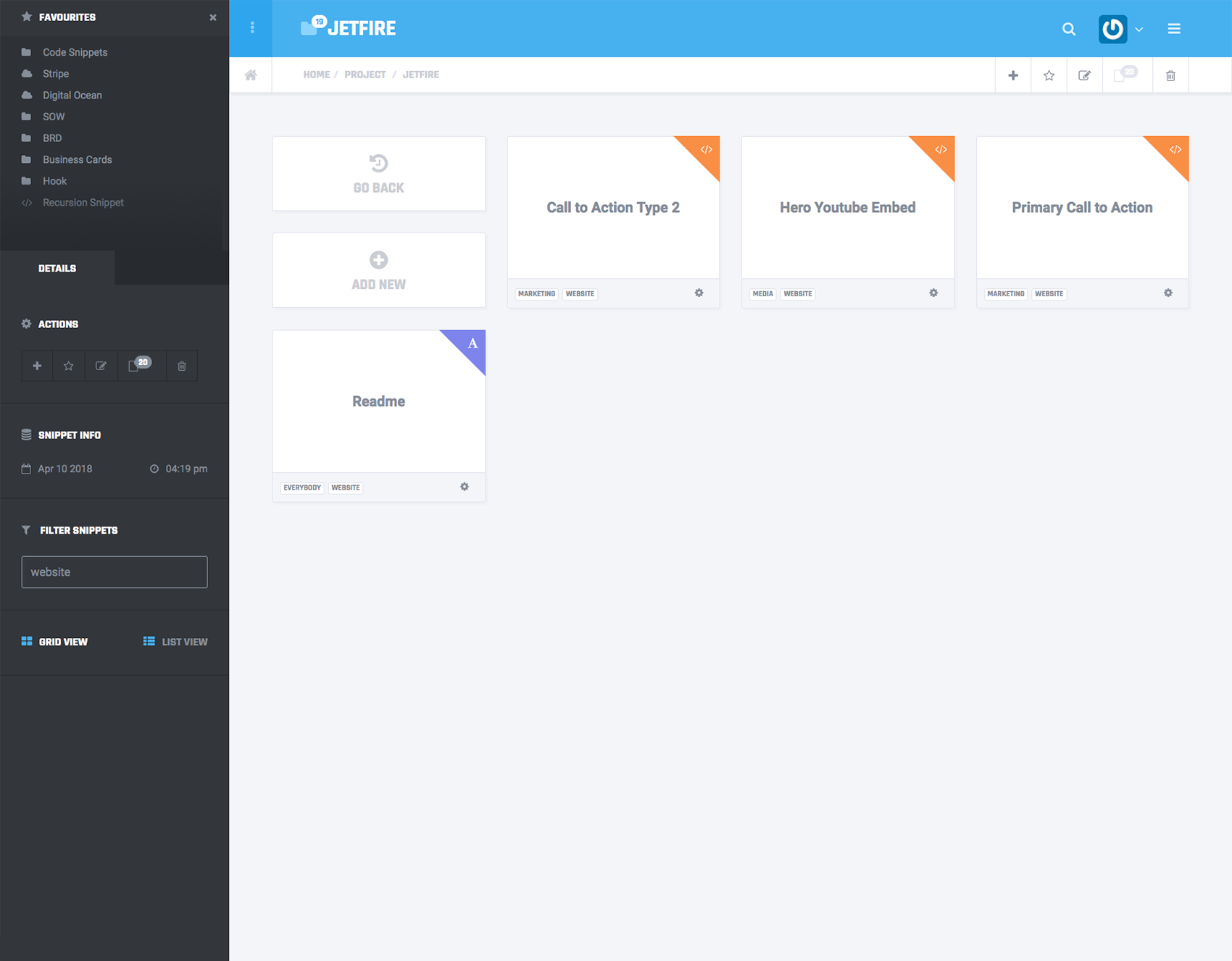 Index Grid View Filter